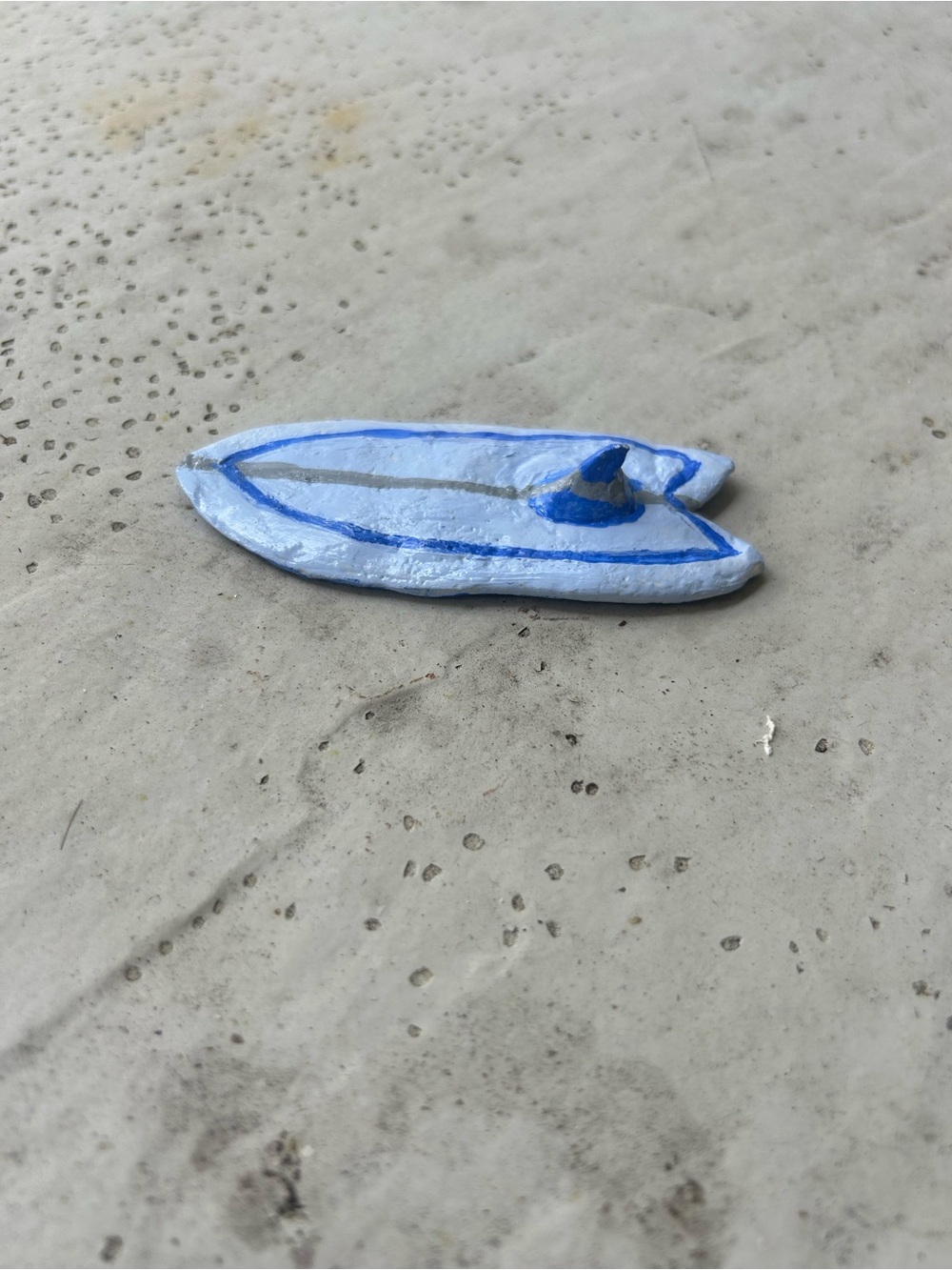 Hand-Painted Light Blue Surfboard Figurine